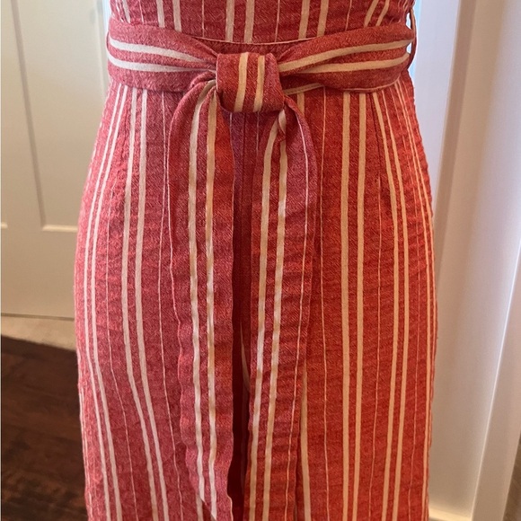 Ett:Twa Anthropologie Red  and White Striped Jumpsuit Size XS 100% Linen - Picture 3 of 11